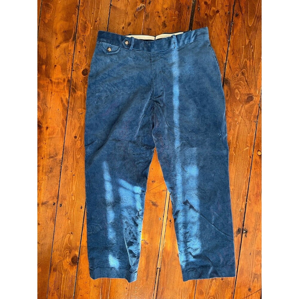 Polo Ralph Lauren Pants Mens 36 X 29 Blue Wide Corduroy Flat Front Pants